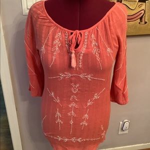 Tangerine Orange Embroidered Tunic